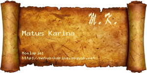 Matus Karina névjegykártya